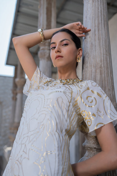 Peter Pan Collar Foil Dress