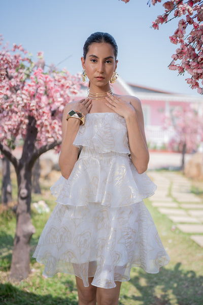 Cascading Layer Foil Dress