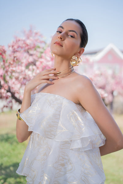 Cascading Layer Foil Dress