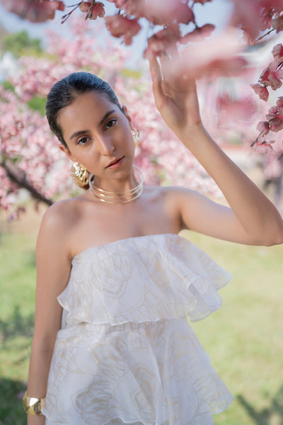 Cascading Layer Foil Dress