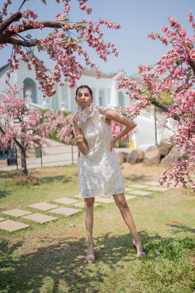Breeze Ruffle Foil Dress