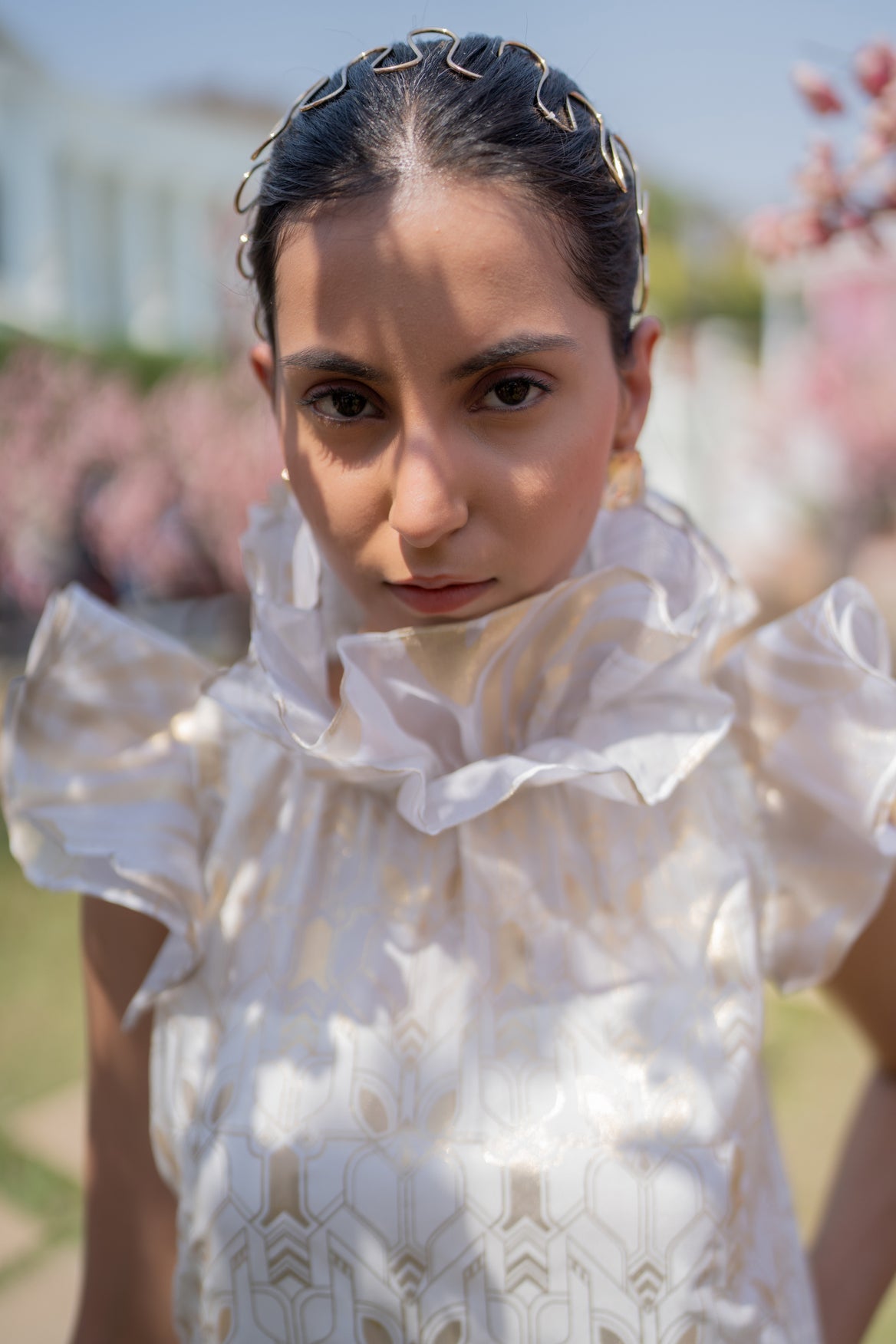 Breeze Ruffle Foil Dress