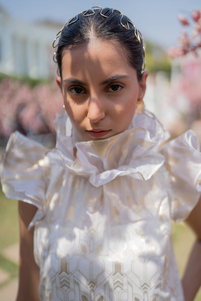 Breeze Ruffle Foil Dress