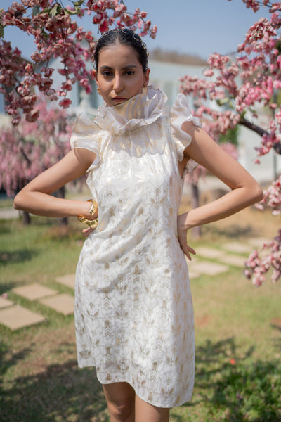 Breeze Ruffle Foil Dress