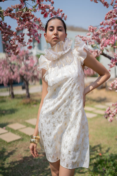 Breeze Ruffle Foil Dress