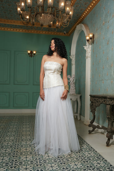 Ethereal Foil Net Skirt & Tube Top
