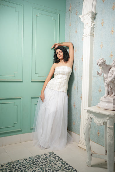 Ethereal Foil Net Skirt & Tube Top