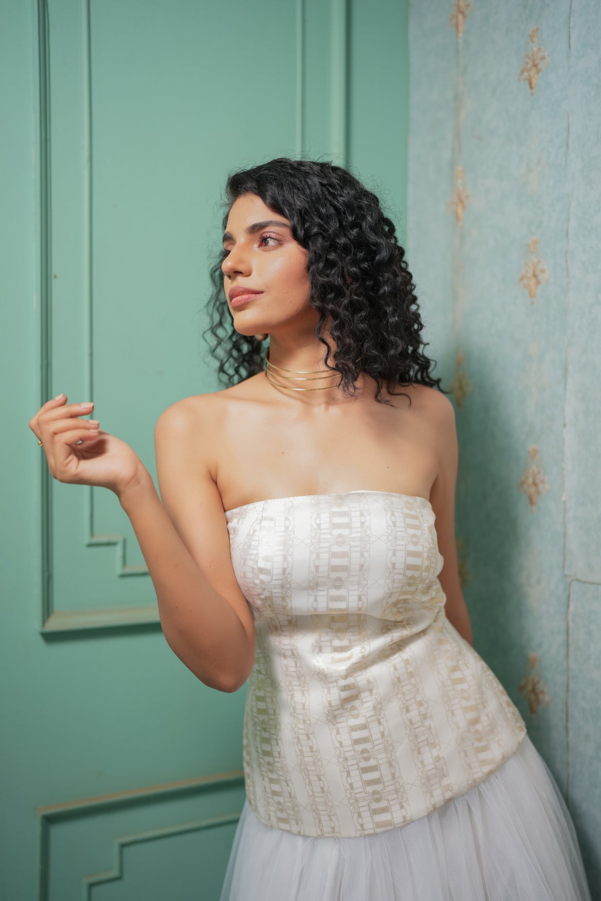 Ethereal Foil Net Skirt & Tube Top