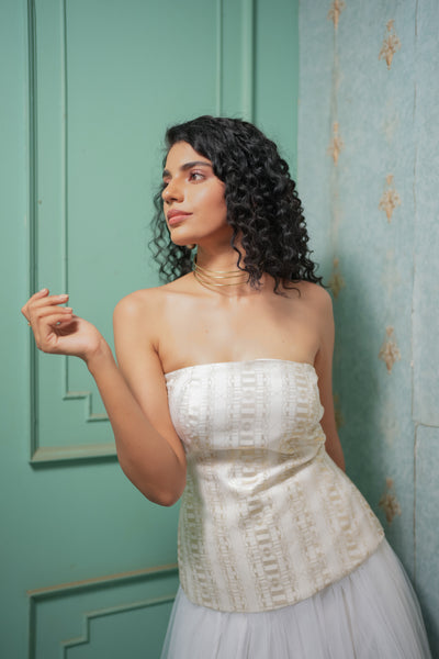 Ethereal Foil Net Skirt & Tube Top