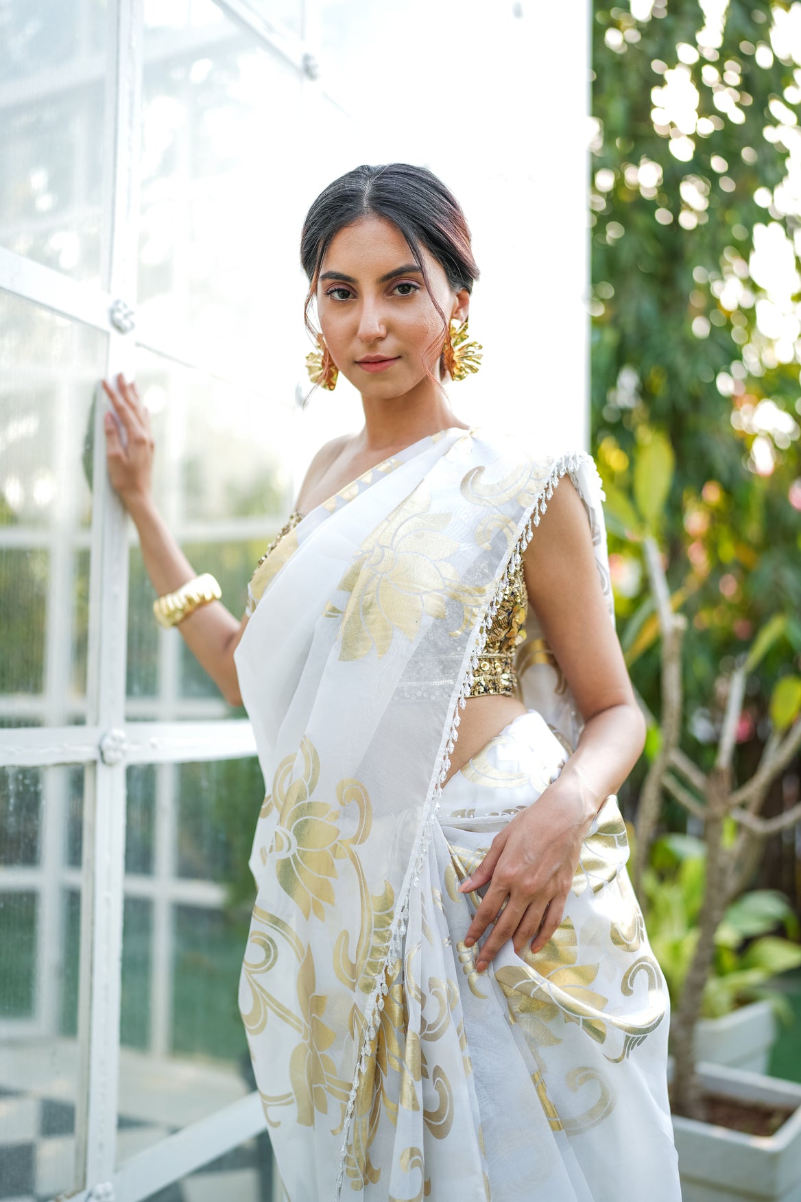 Floral Orchestra Foil Saree