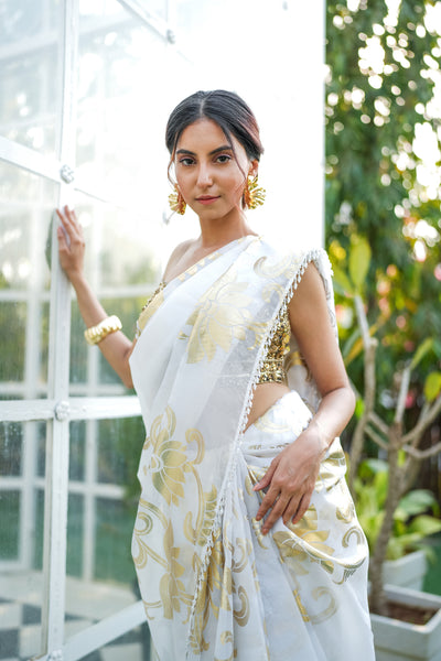 Floral Orchestra Foil Saree
