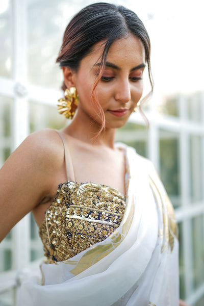 Floral Orchestra Foil Saree
