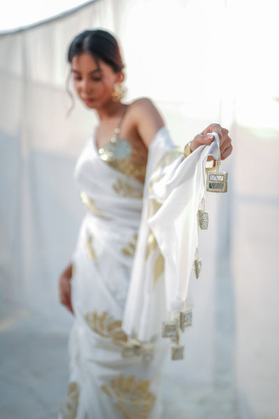Chrysanthemum Floral Foil Saree