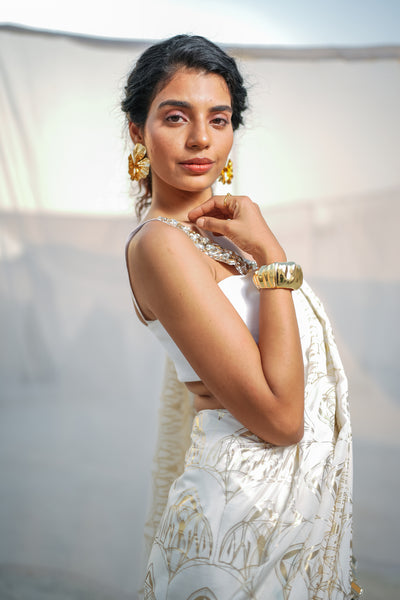 Ethereal Arc Mirror Foil Saree