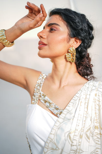 Ethereal Arc Mirror Foil Saree