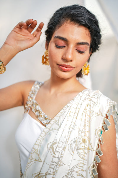 Ethereal Arc Mirror Foil Saree