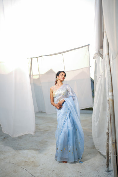 Celestial Blue Foil Saree