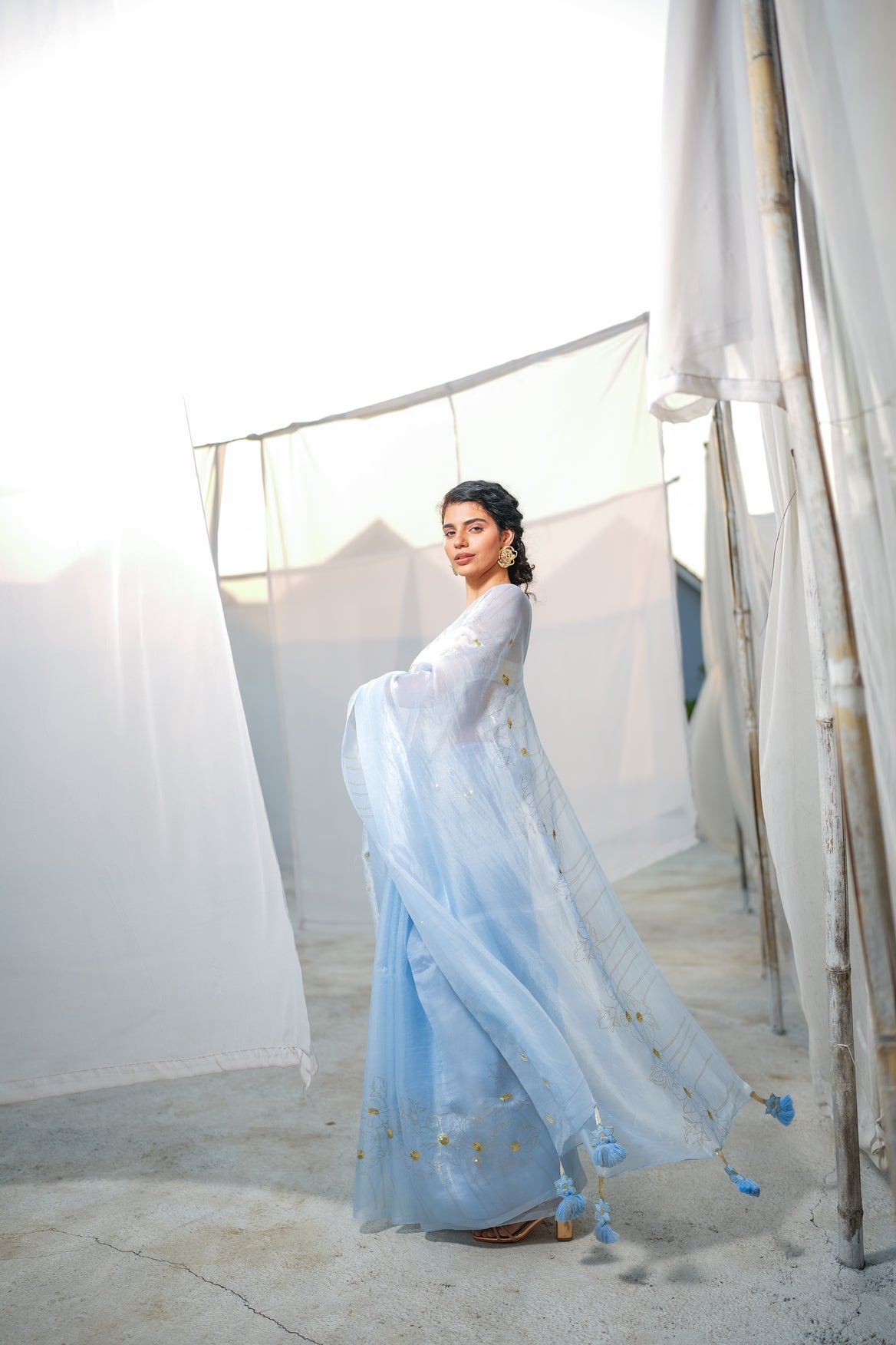 Celestial Blue Foil Saree