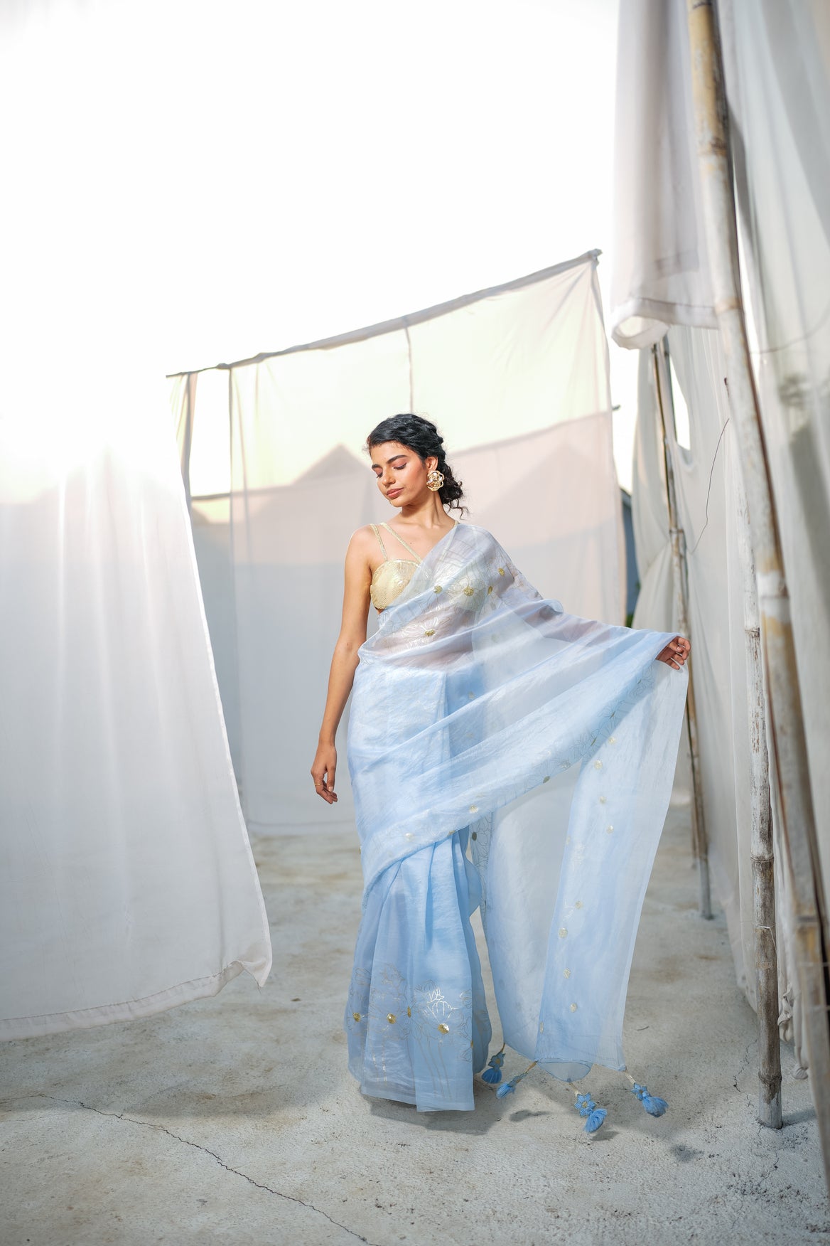 Celestial Blue Foil Saree