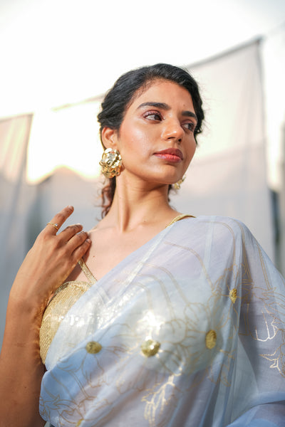 Celestial Blue Foil Saree