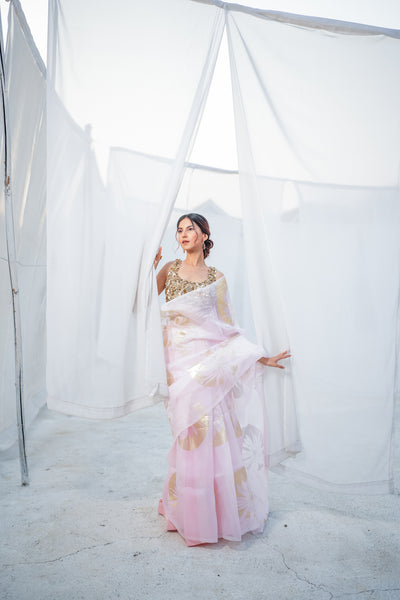 Rosé Whisper Foil Saree