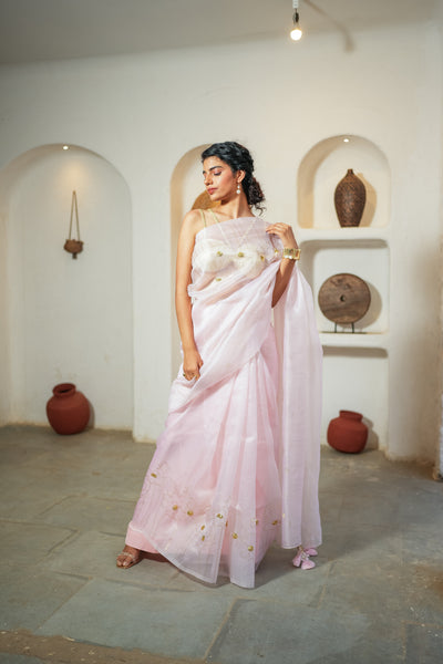Blush Mist Foil Saree