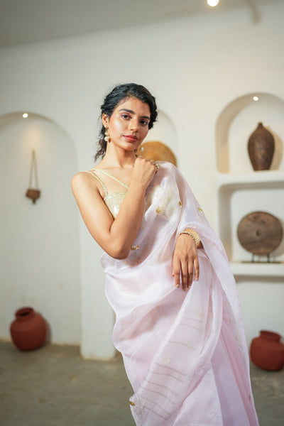 Blush Mist Foil Saree