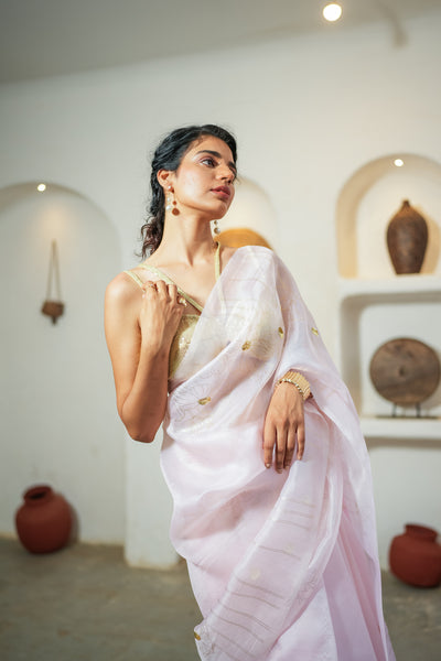 Blush Mist Foil Saree