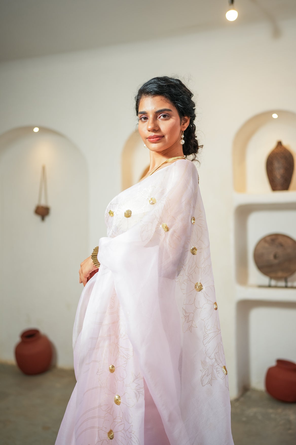 Blush Mist Foil Saree