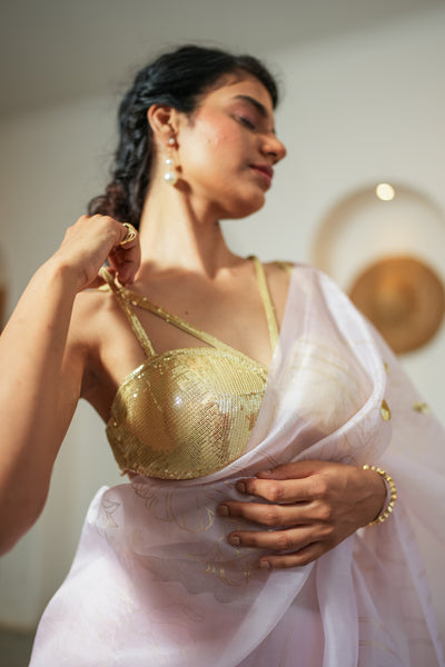 Blush Mist Foil Saree