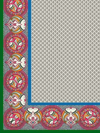 White Fish Madhubani Saree