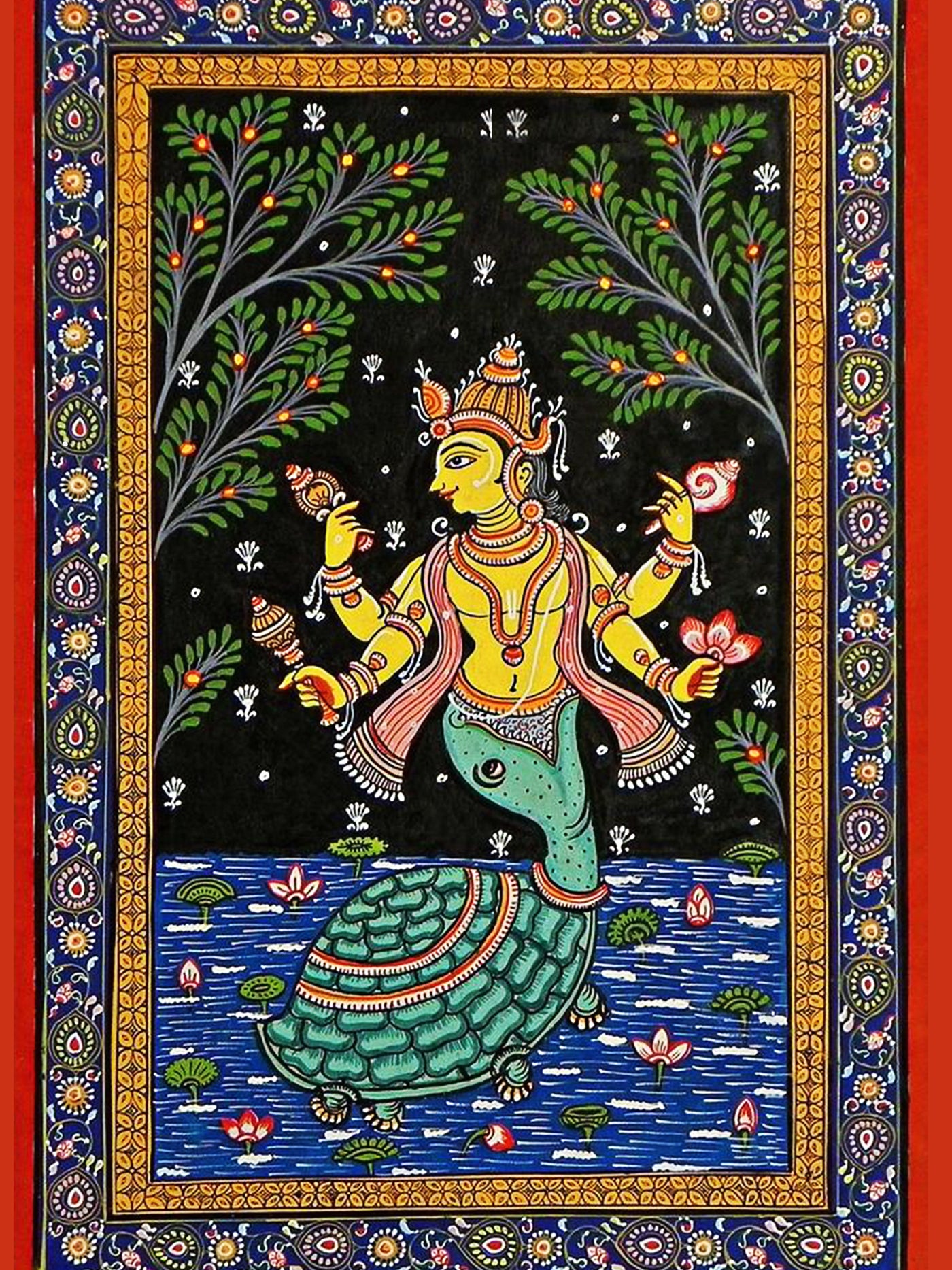 Lord Kurma and Lord Vishnu Saree