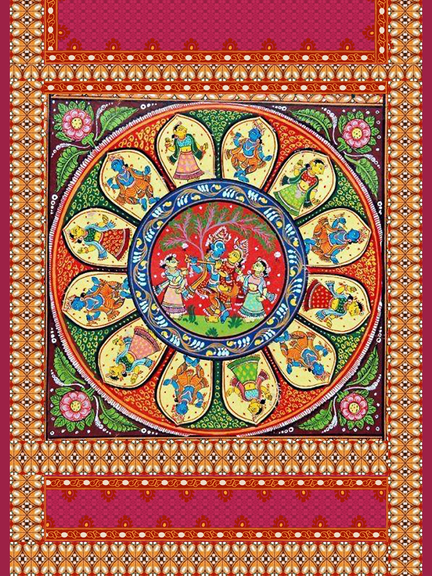 Lord Krishna with Gopi Mandala Saree