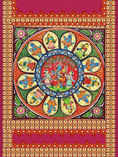 Lord Krishna with Gopi Mandala Saree