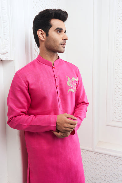Pink Ganesha Embroidery Kurta