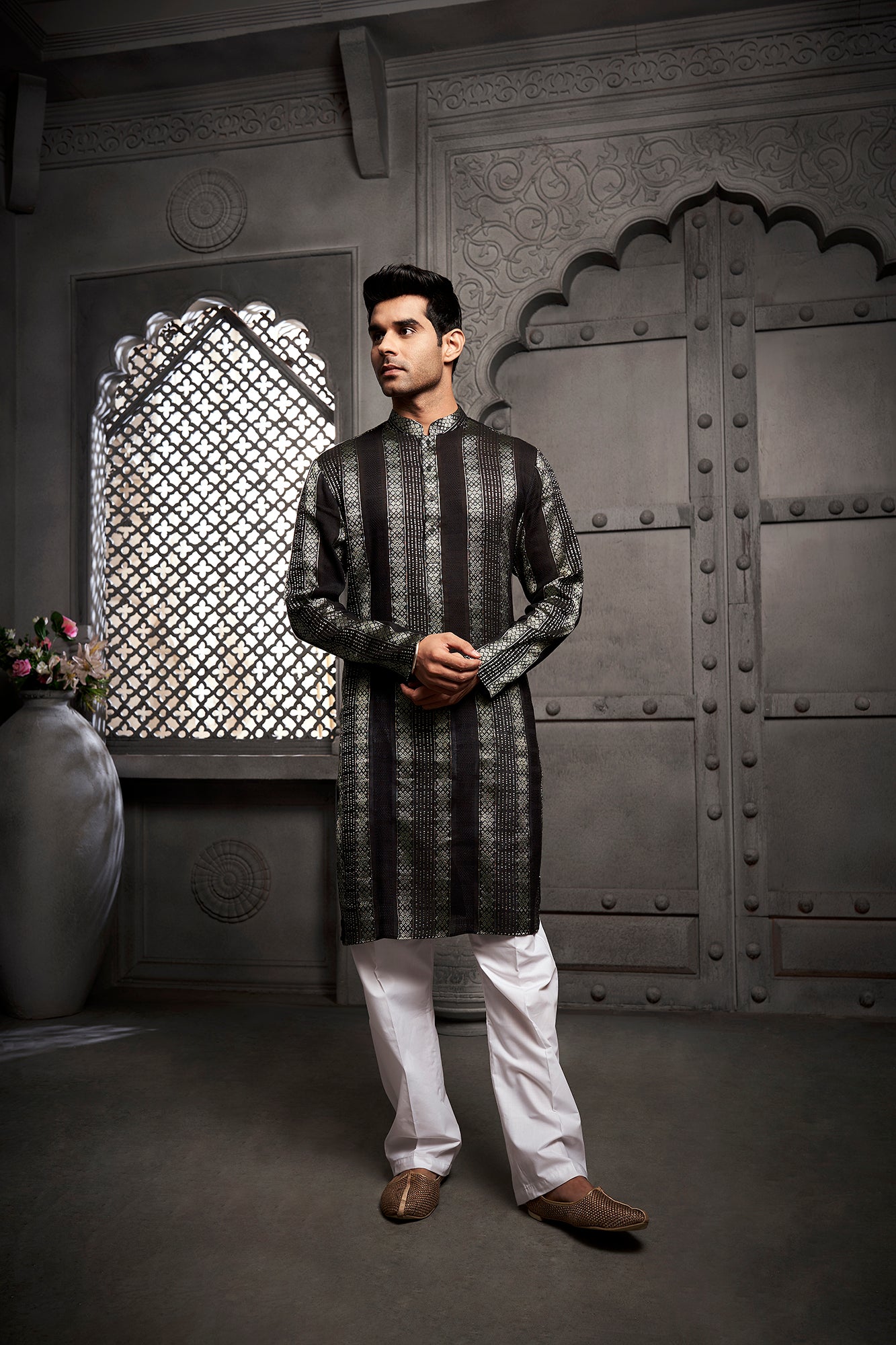 The Classic Black Weave Kurta