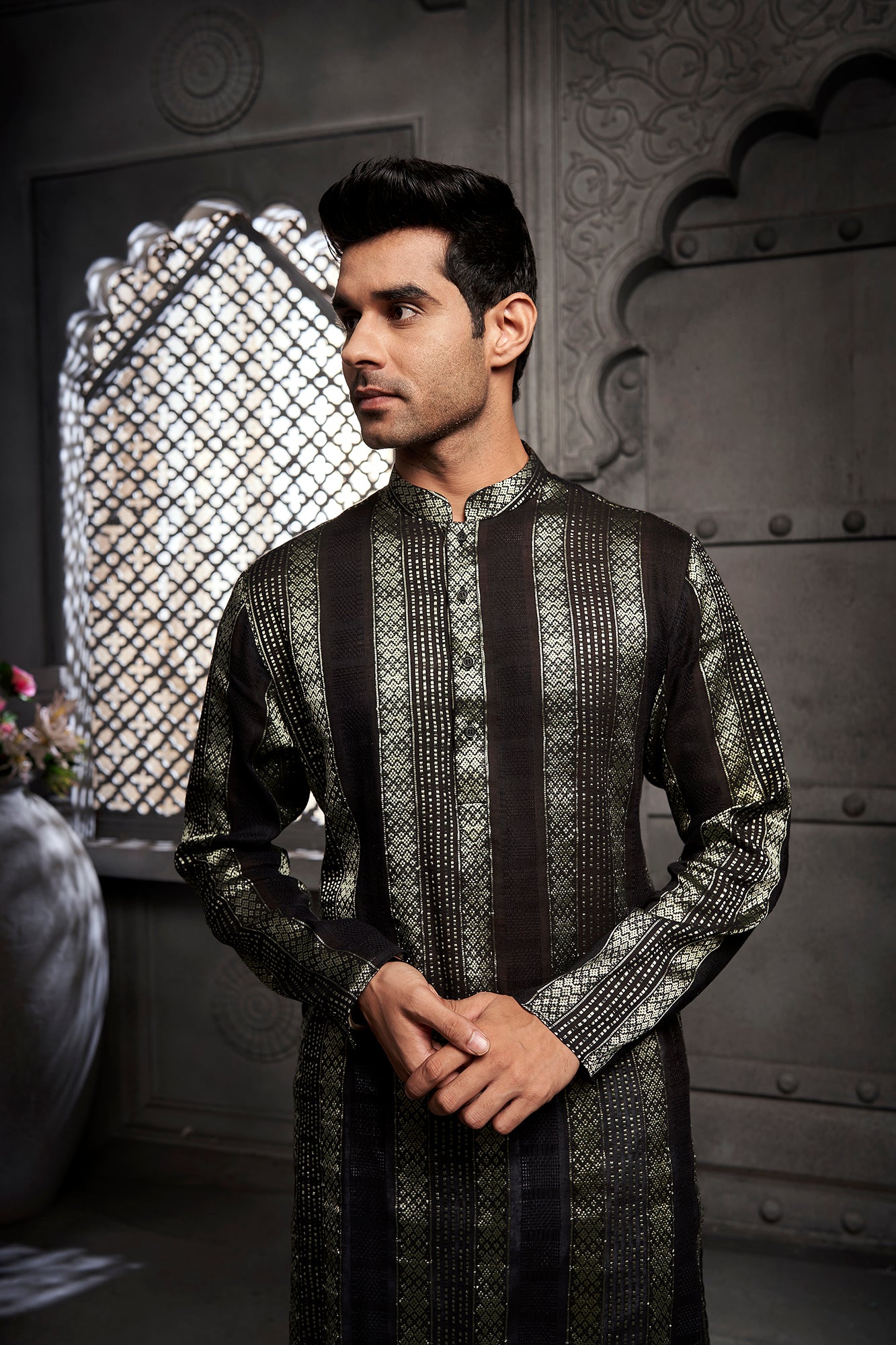 The Classic Black Weave Kurta