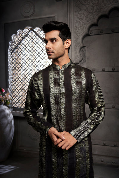 The Classic Black Weave Kurta