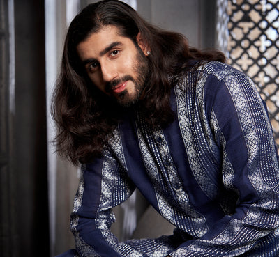 The Classic Dark Blue Weave Kurta