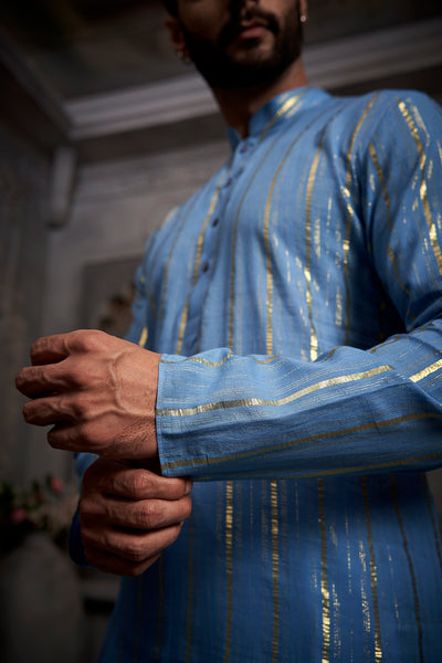 The Light Blue Stripes Weave Kurta
