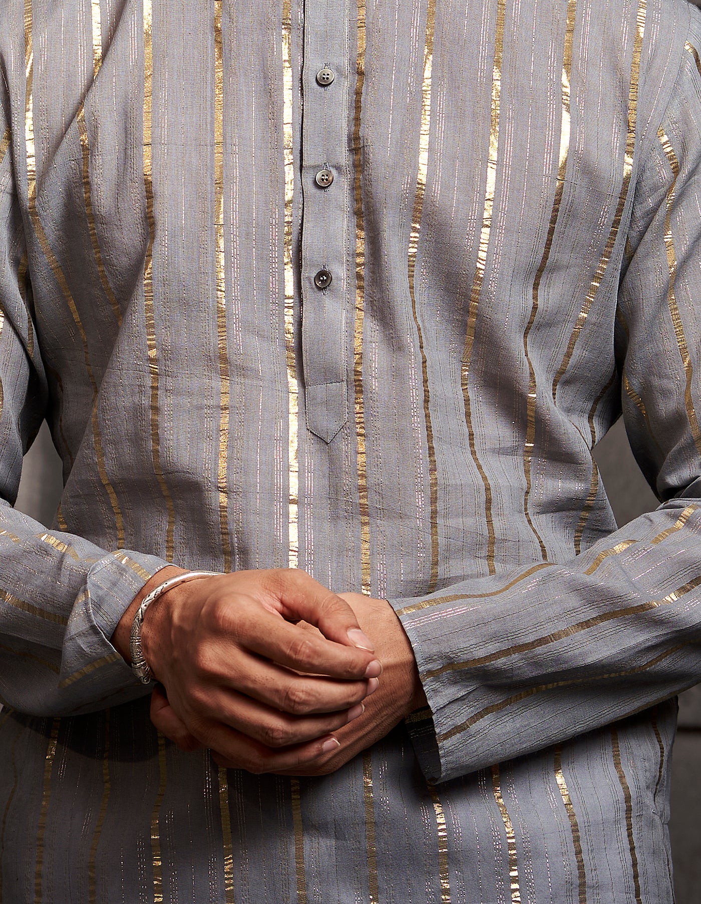 The Grey Stripes Weave Kurta