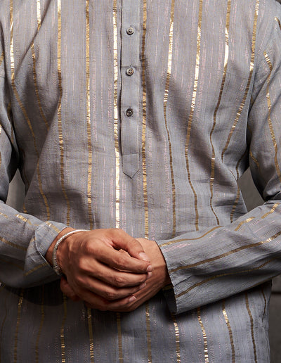 The Grey Stripes Weave Kurta