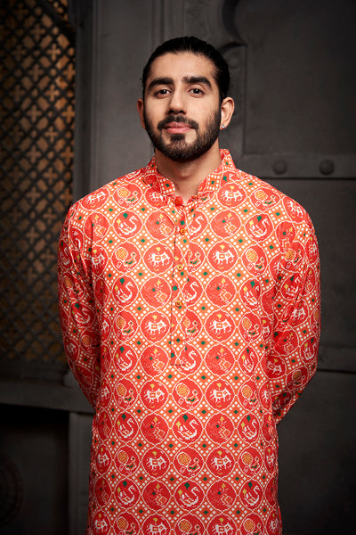 The Orange Printed Kurta