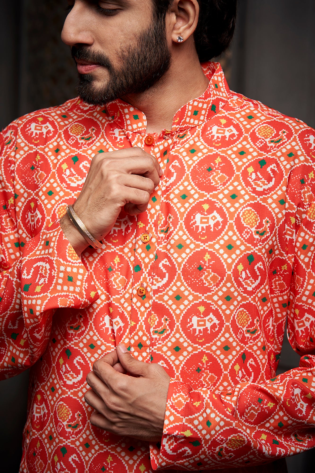The Orange Printed Kurta