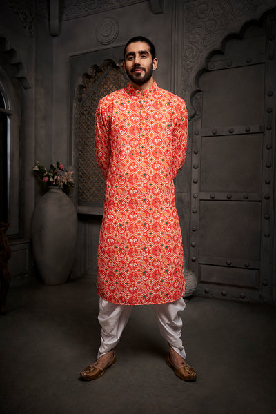The Orange Printed Kurta