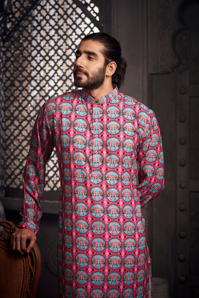The Dark Pink Elephant Printed Kurta