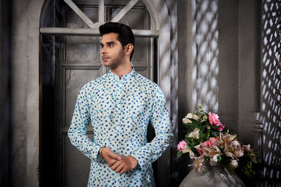 The Turquoise Blue Printed Kurta