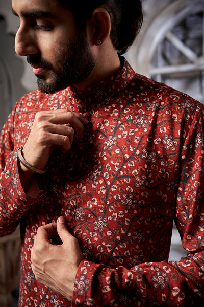 The Brown Floral Printed Kurta