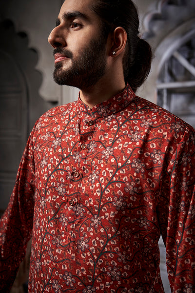 The Brown Floral Printed Kurta