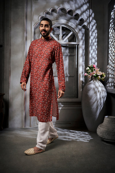 The Brown Floral Printed Kurta